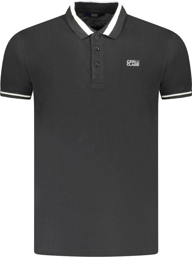 Cavalli Class Black Cotton Men Polo Zwart
