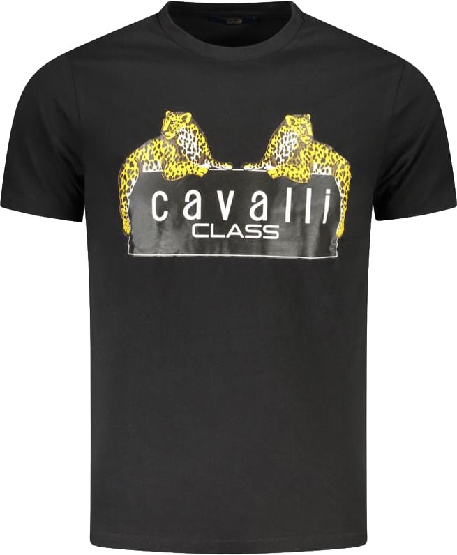 Cavalli Class Black Cotton Men's T-Shirt Zwart