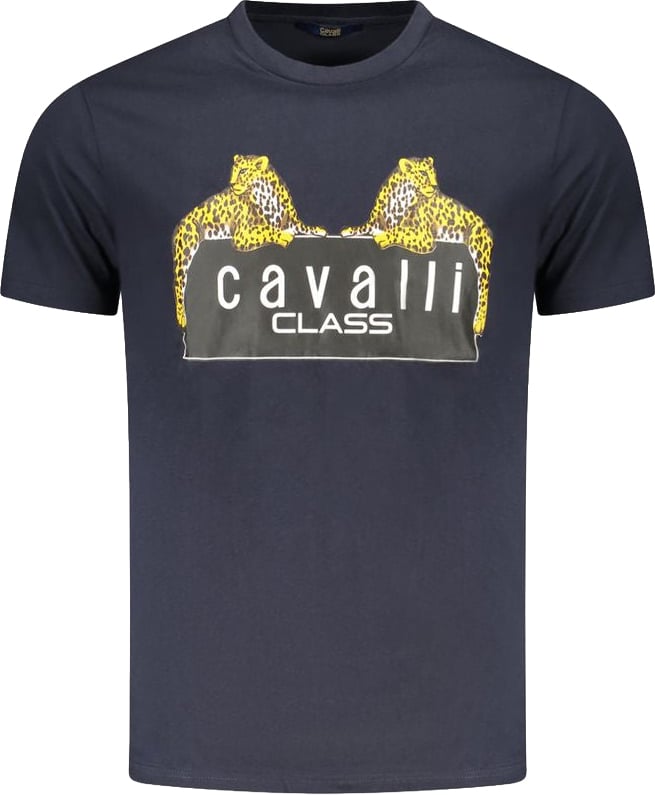 Cavalli Class Blu Cotton Men T-Shirt Blauw