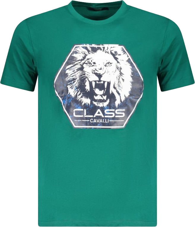 Cavalli Class Verde Cotton Men T-Shirt Groen