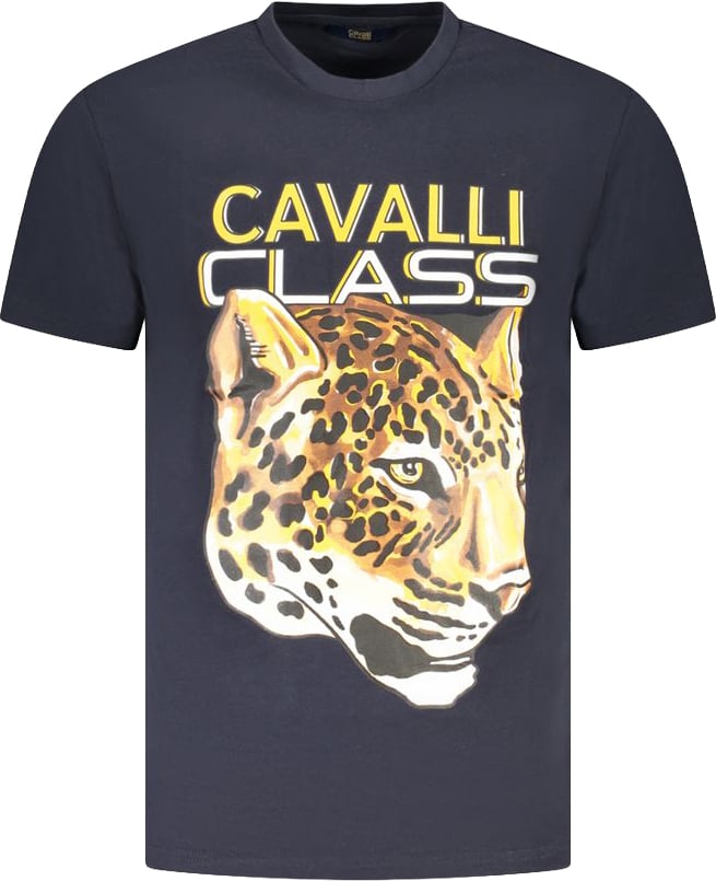 Cavalli Class Blu Cotton Men T-Shirt Blauw