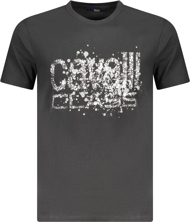 Cavalli Class Black Cotton Men T-Shirt Zwart