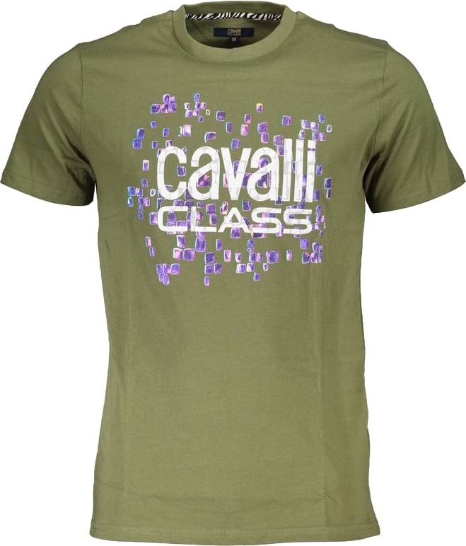 Cavalli Class Verde Cotton Men T-Shirt Groen