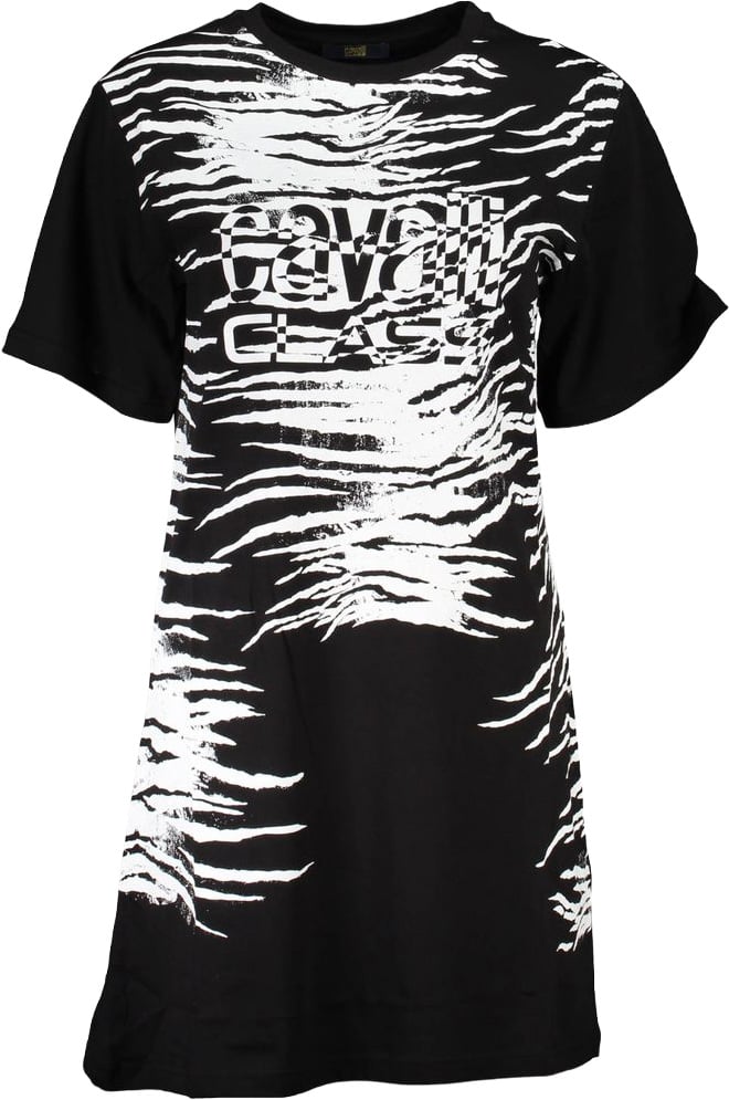 Cavalli Class Black Cotton Women Dress Zwart