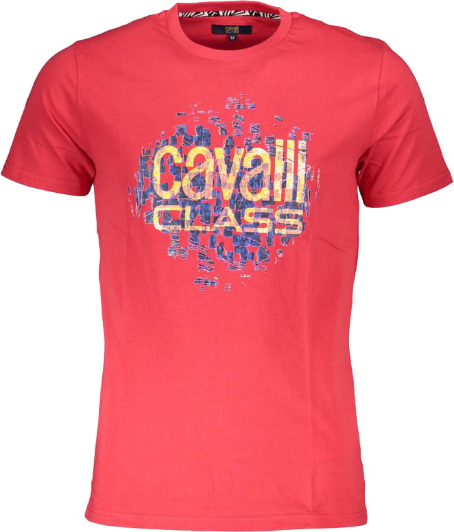 Cavalli Class Rosso Cotton Men T-Shirt Blauw