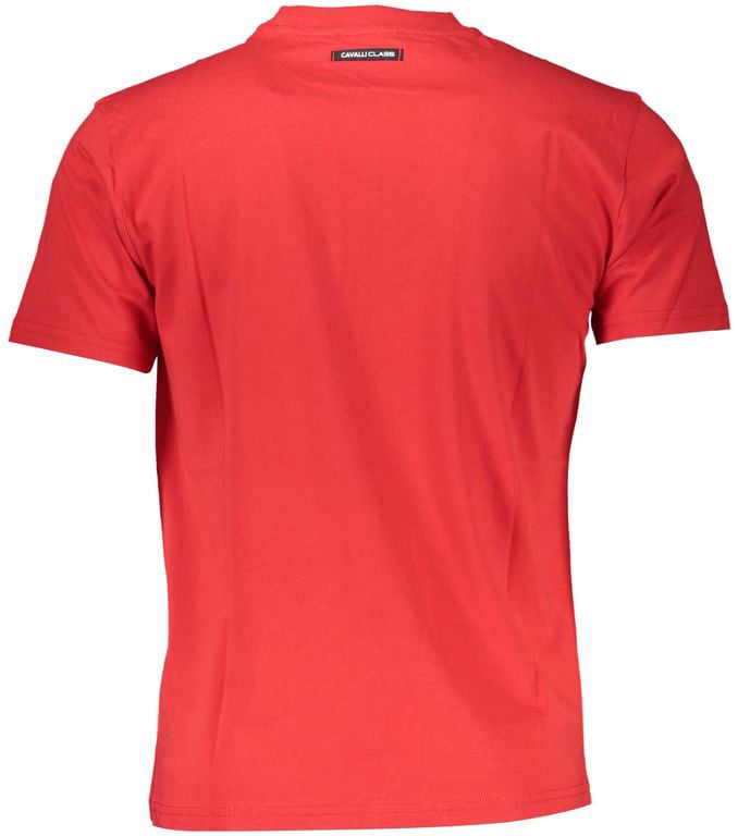 Cavalli Class Red Cotton Men T-Shirt Wit