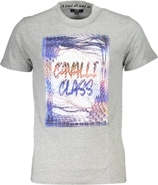 Cavalli Class Grigio Cotton Men T-Shirt Wit