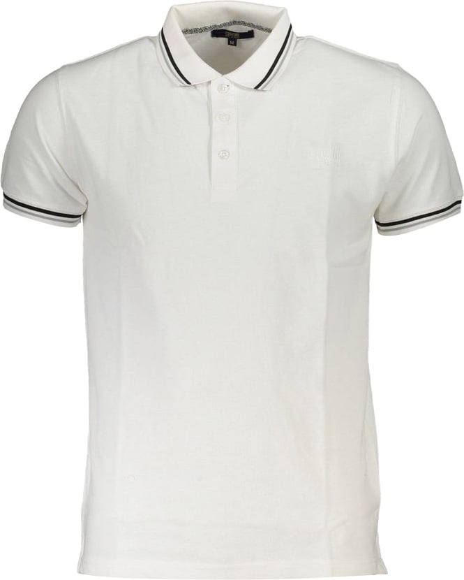 Cavalli Class White Cotton Men Polo Shirt Wit