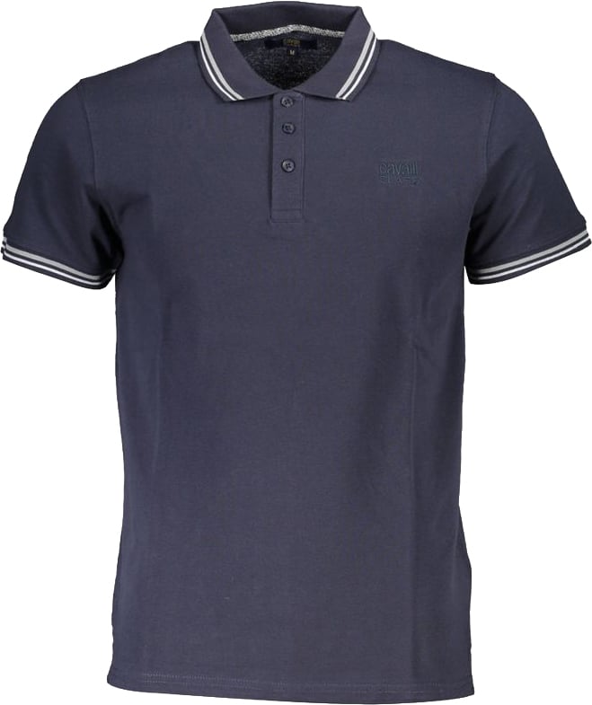 Cavalli Class Blu Cotton Men Polo Blauw