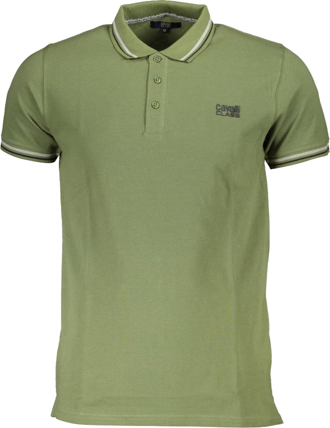 Cavalli Class Green Cotton Men Polo Shirt Groen