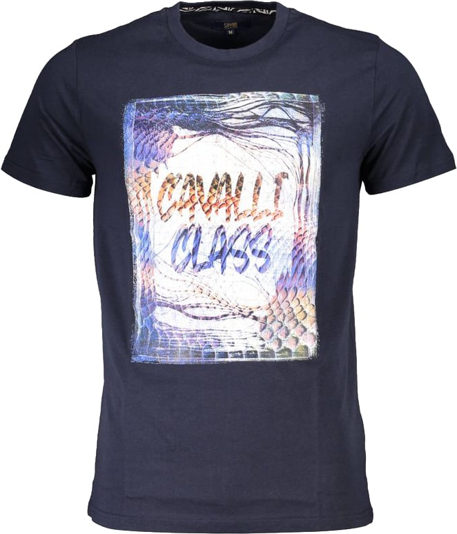 Cavalli Class Blue Cotton Men's T-Shirt Blauw