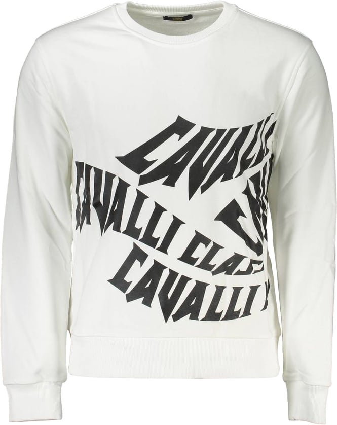 Cavalli Class Bianco Cotton Men Sweatshirt Wit