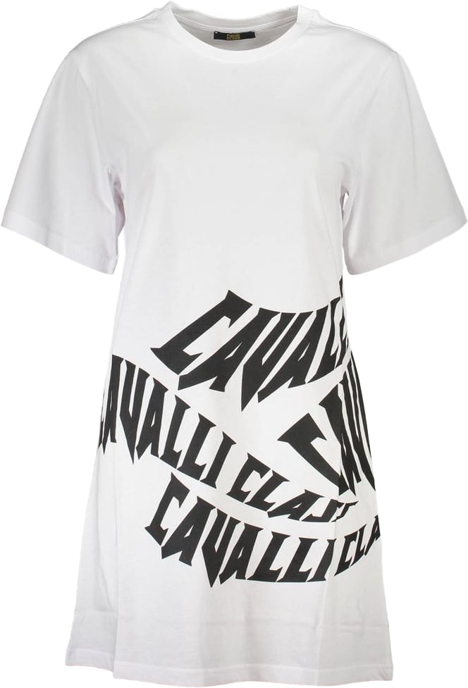 Cavalli Class White Cotton Women Dress Wit