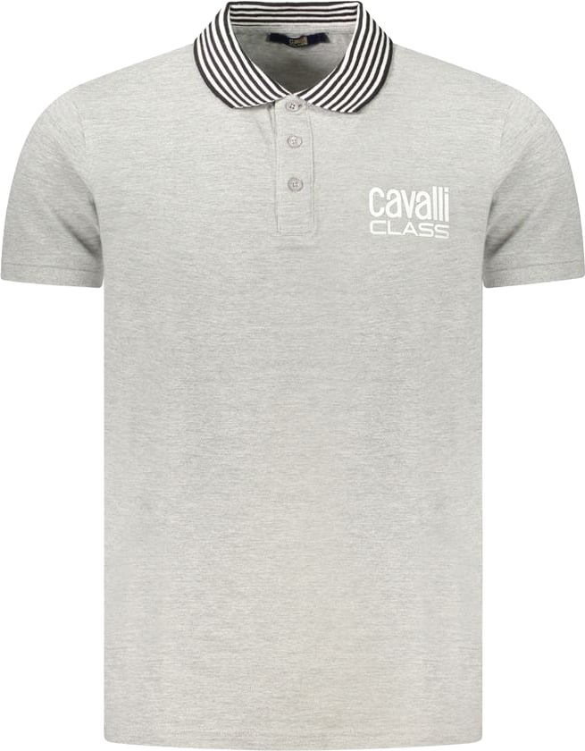 Cavalli Class Grigio Cotton Men Polo Grijs