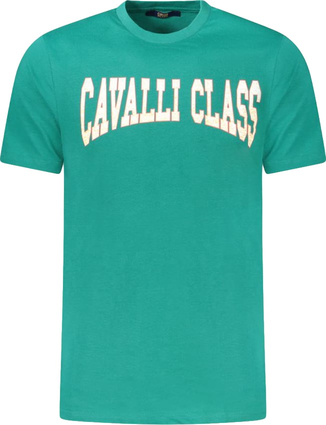 Cavalli Class Verde Cotton Men T-Shirt Groen