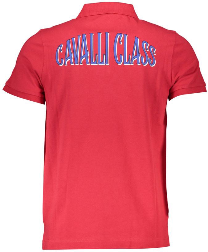 Cavalli Class Red Cotton Polo Shirt Rood