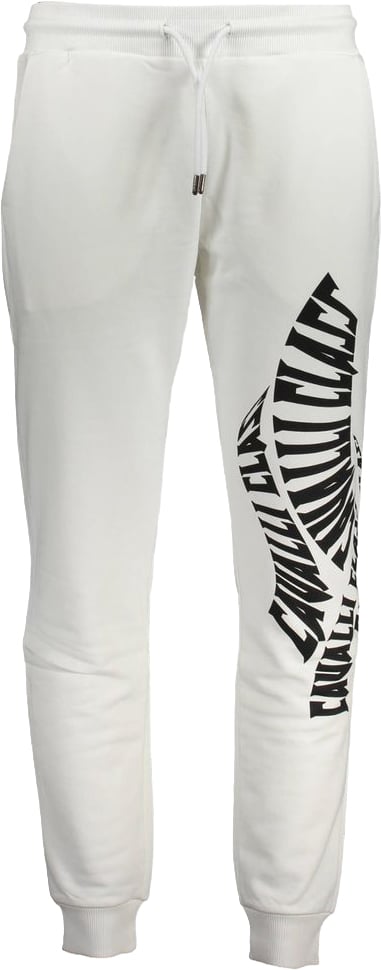 Cavalli Class Bianco Cotton Men Sport Pant Wit