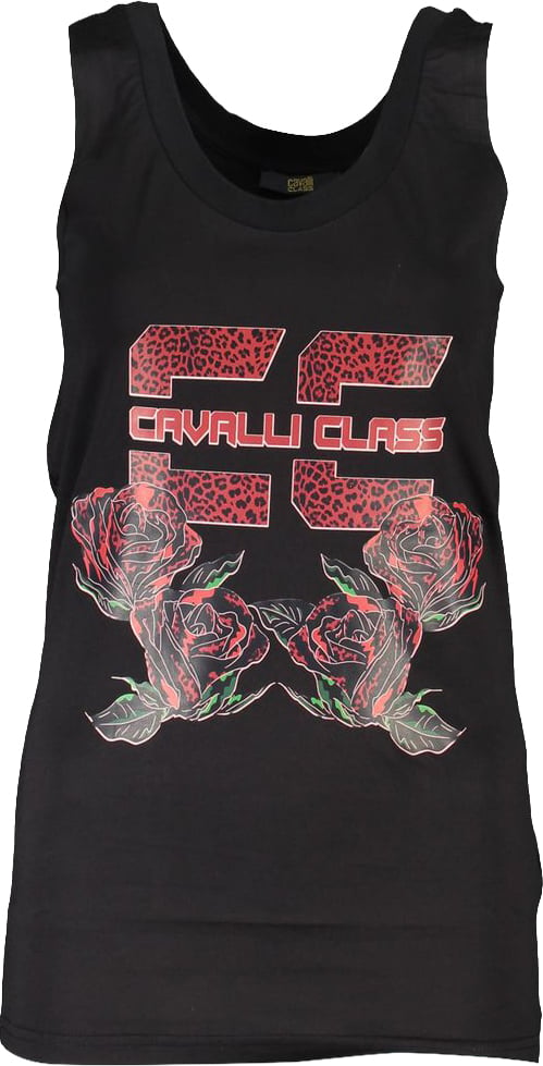 Cavalli Class Black Cotton Women Tank Top Zwart