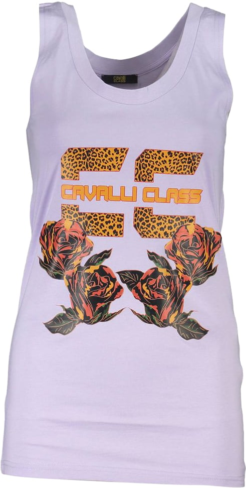 Cavalli Class Viola Cotton Women Tank Top Paars