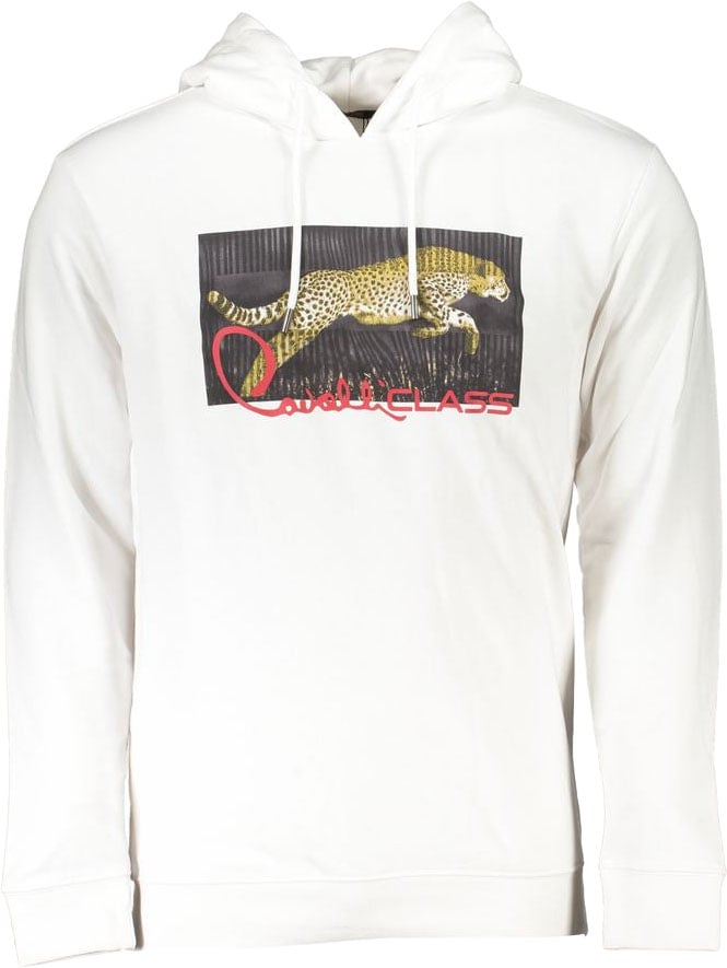 Cavalli Class Bianco Cotton Men Sweatshirt Wit