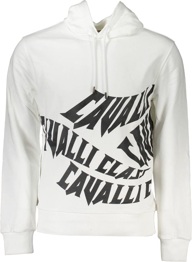 Cavalli Class White Cotton Men Sweatshirt Wit