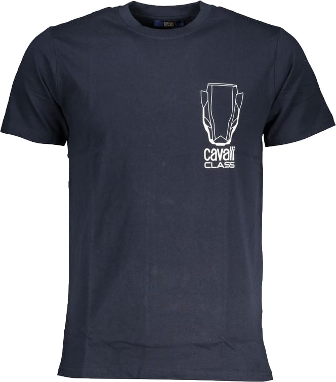Cavalli Class Blu Cotton Men T-Shirt Blauw