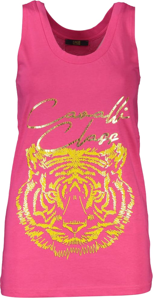 Cavalli Class Rosa Cotton Female Tank Top Roze