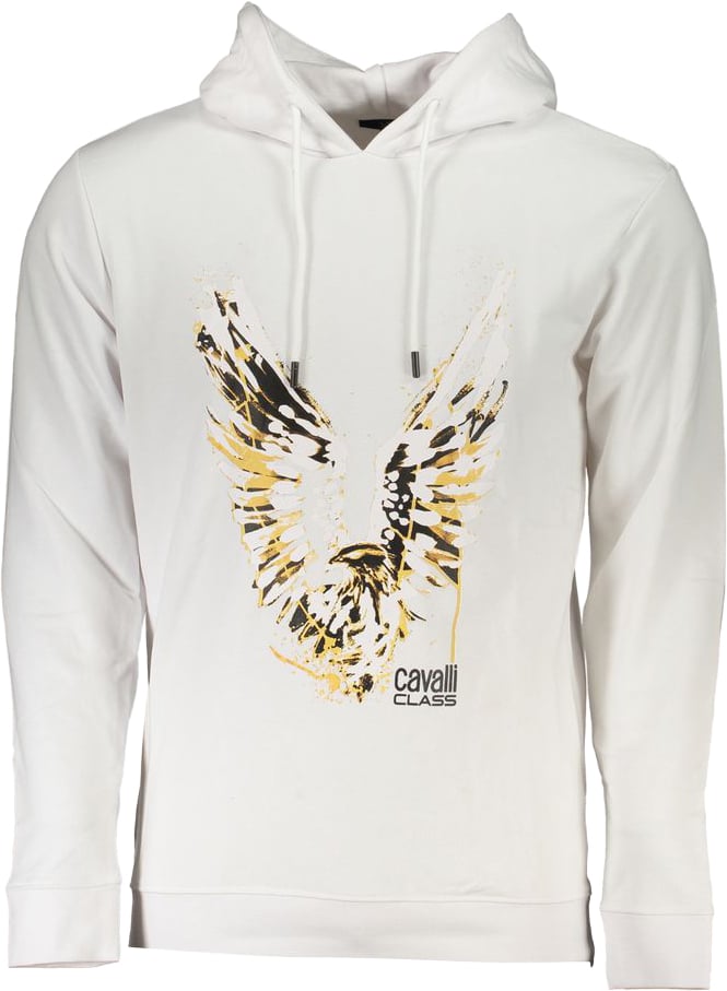 Cavalli Class White Cotton Men Sweater Blauw