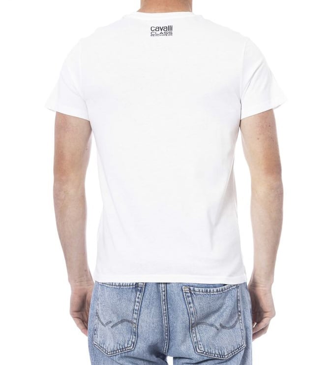 Cavalli Class White Cotton Men T-Shirt Wit
