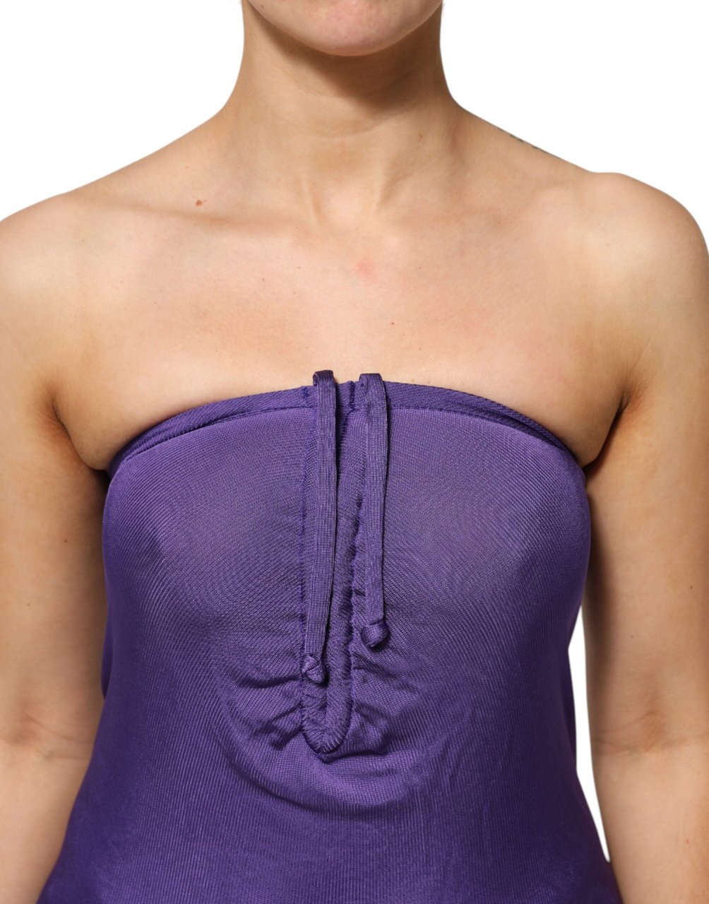 Cavalli Class Purple Viscose Elastane Strapless Bodycon Dress Paars