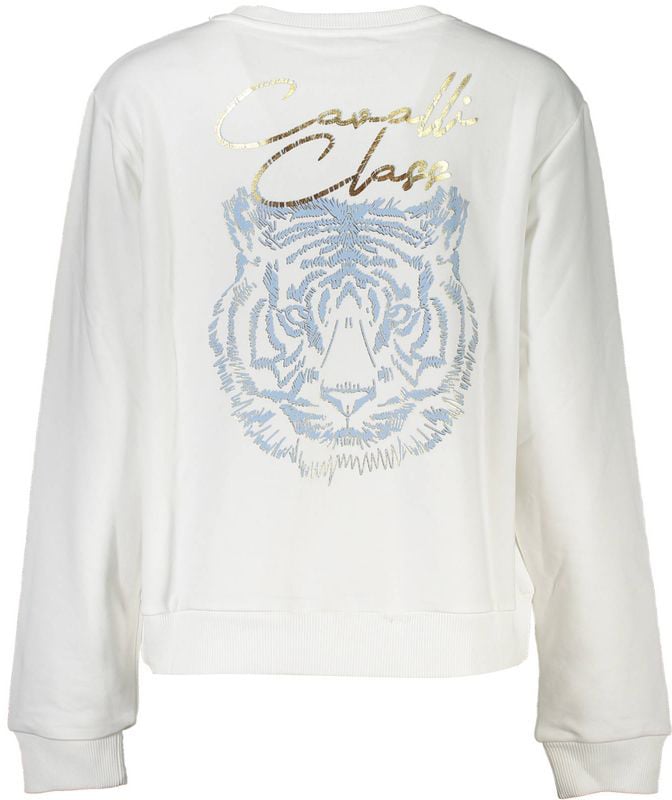 Cavalli Class Bianco Cotton Women Sweatshirt Wit