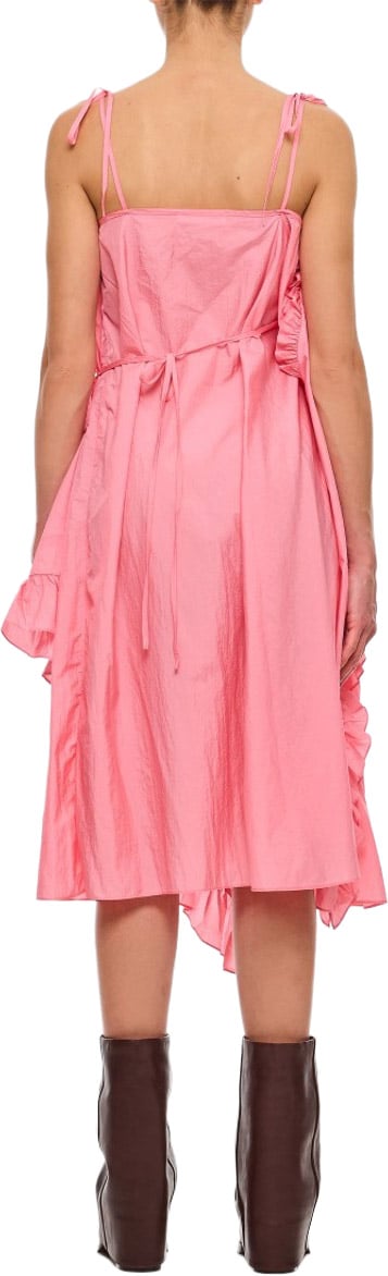 Cecilie Bahnsen Asymmetrical Ruffle Midi Dress In Light Taffeta Roze
