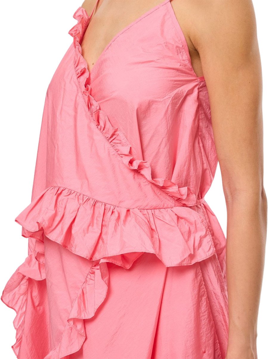 Cecilie Bahnsen Asymmetrical Ruffle Midi Dress In Light Taffeta Roze