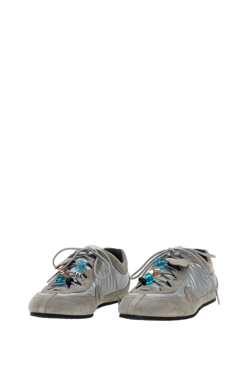 Cecilie Bahnsen Low-top Paneled Sneakers with Decorative Beaded Laces Grijs