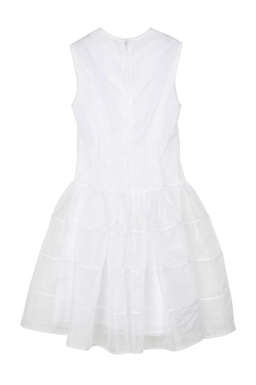 Cecilie Bahnsen Short Sleeveless Dress in Quilted Fabric with Bow Closure Wit