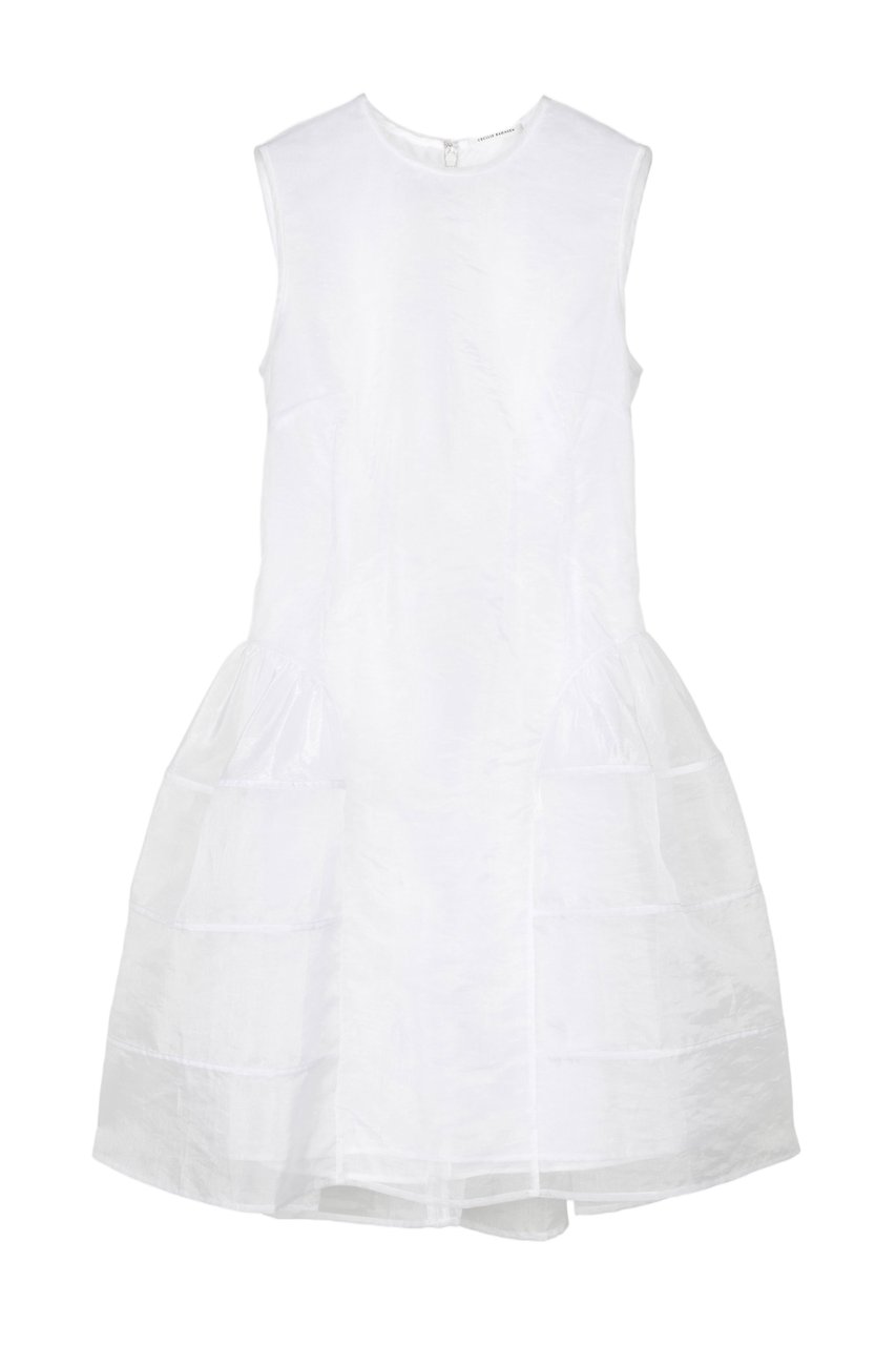 Cecilie Bahnsen Short Sleeveless Dress in Quilted Fabric with Bow Closure Wit