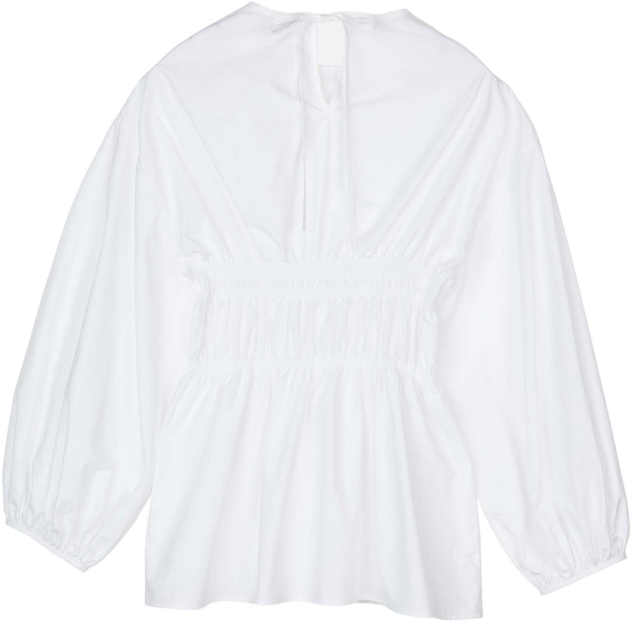 Cecilie Bahnsen Peplum Cotton Top with Iconic Puff Sleeves Wit