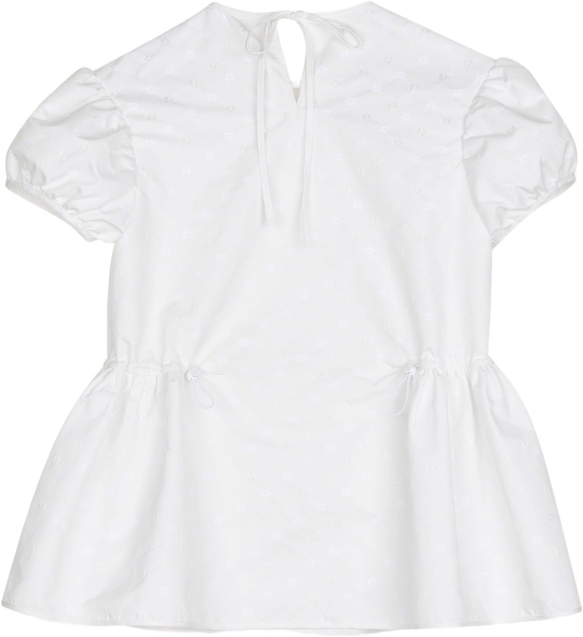 Cecilie Bahnsen Peplum Cotton Top with Puff Sleeves and Jacquard Pattern Wit