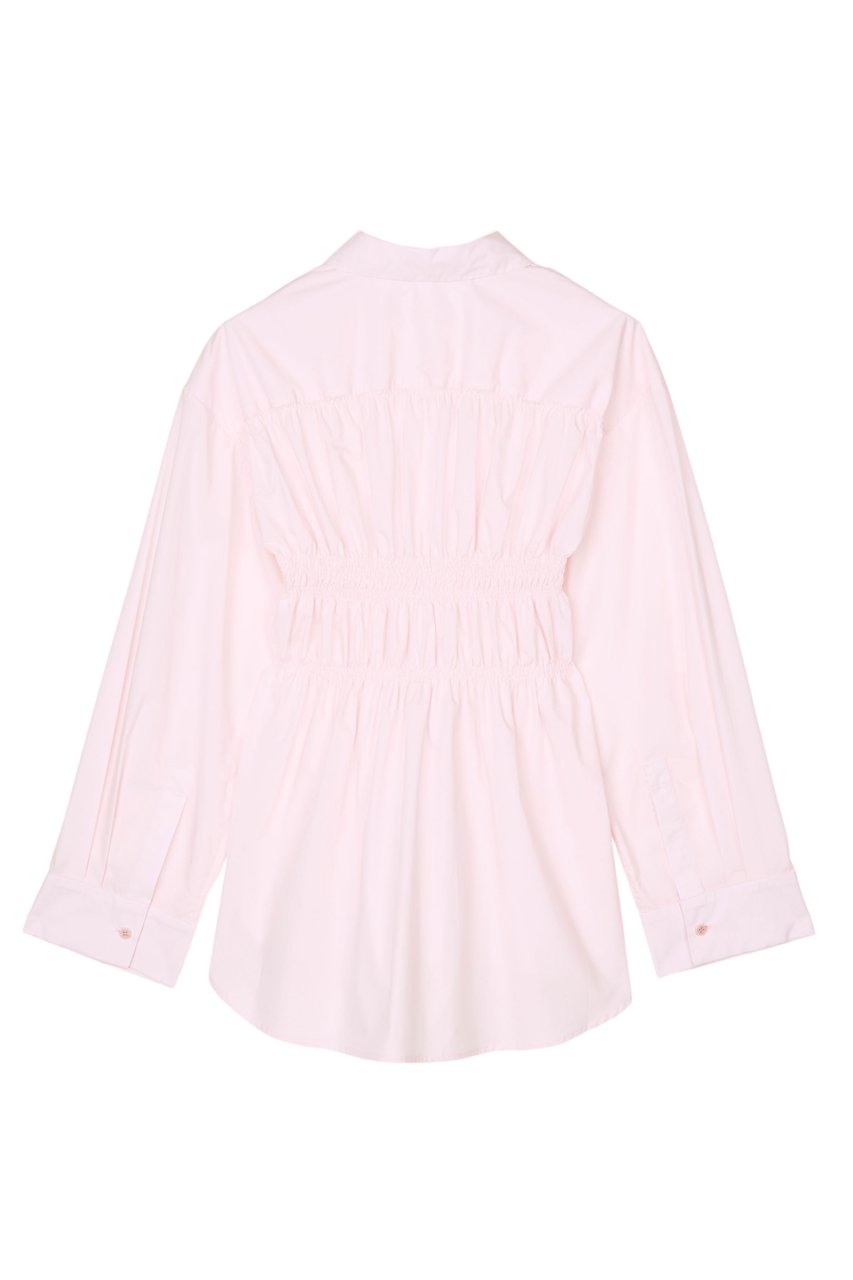 Cecilie Bahnsen Draped Ruffle Waist Cotton Shirt by Cecilie Bahnsen Roze