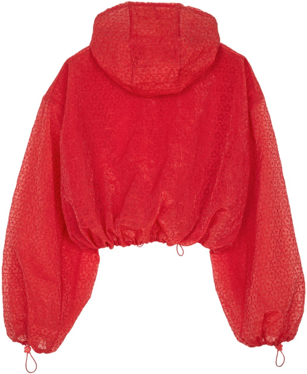 Cecilie Bahnsen Cropped Floral Embroidered Blouson Jacket with Ruffled Features Rood