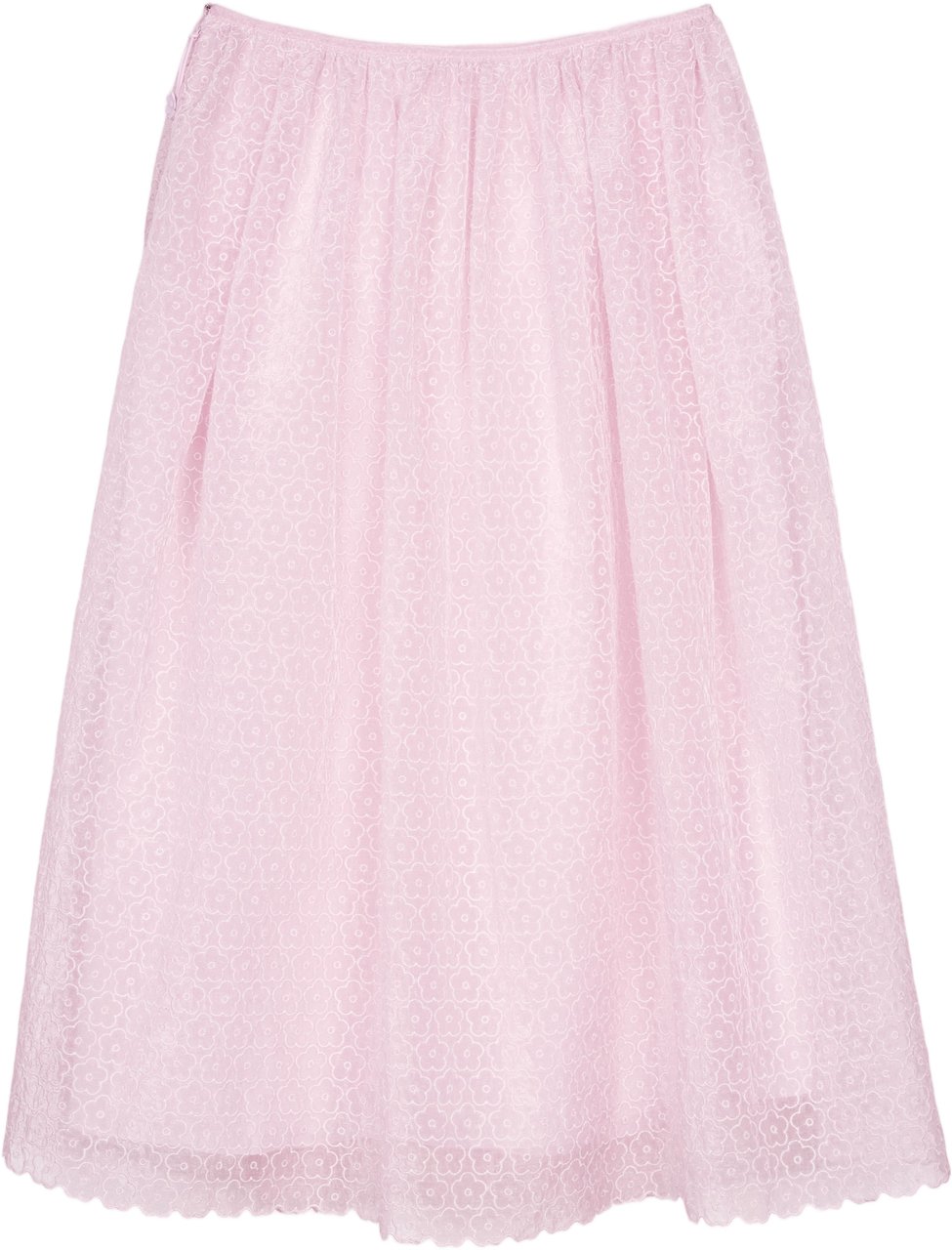 Cecilie Bahnsen Midi Skirt with Floral Embroidery and Adjustable Drawstring Roze