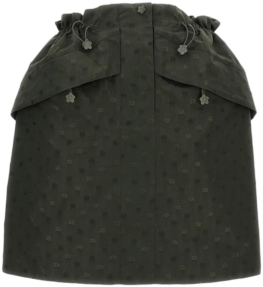 Cecilie Bahnsen Iris Jacquard Skirt with Flared Silhouette and Concealed Pockets Groen