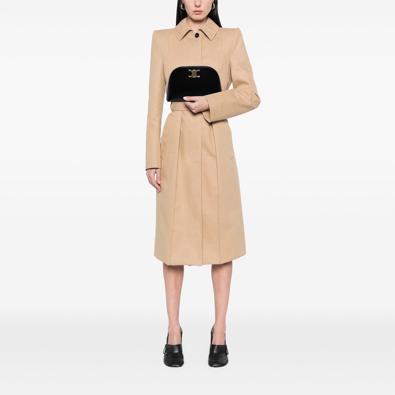 Celine Shiny Calfskin Triomphe Pouch Zwart