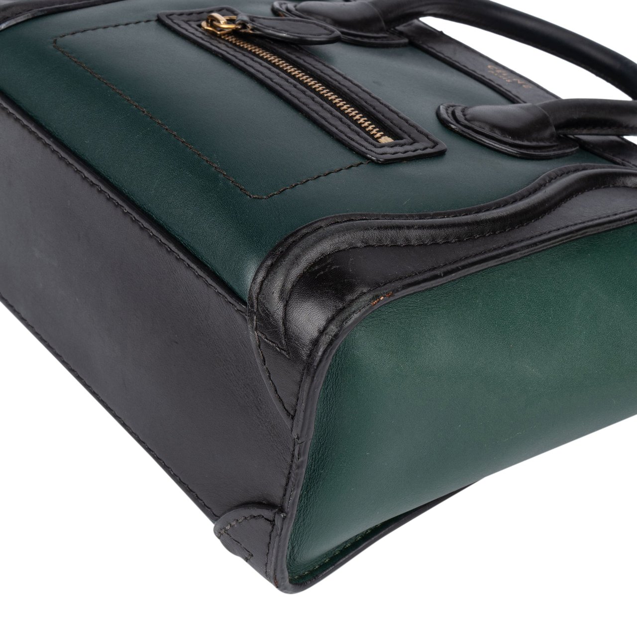 Celine Celine Bicolor Leather Luggage Handbag Groen