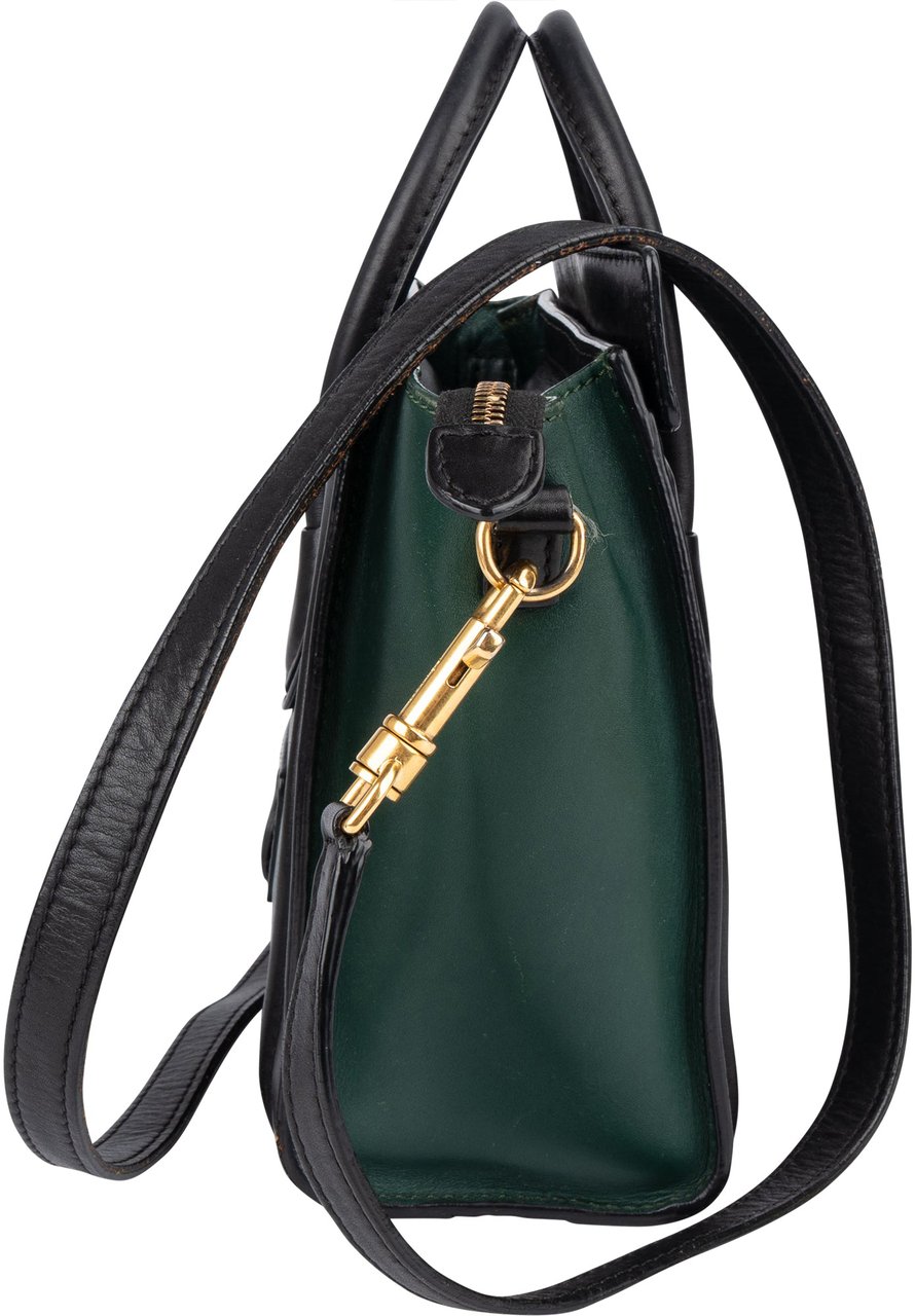 Celine Celine Bicolor Leather Luggage Handbag Groen