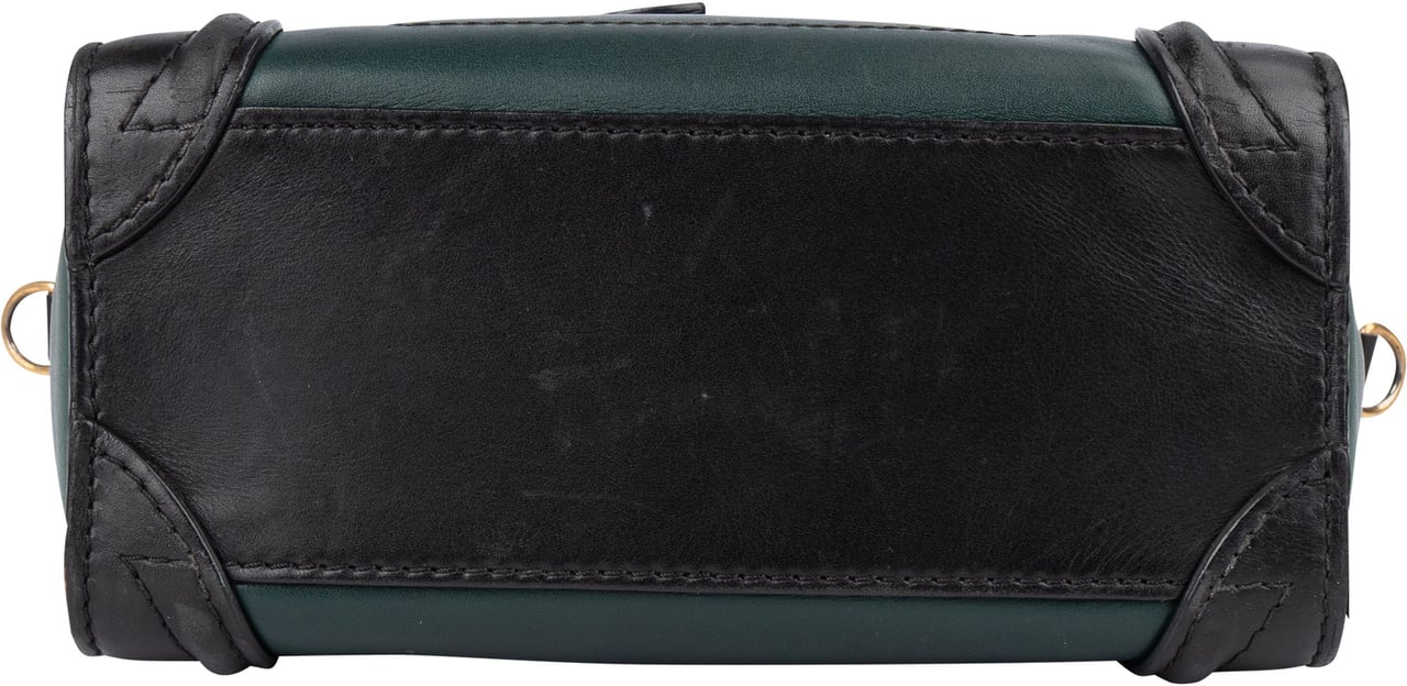 Celine Celine Bicolor Leather Luggage Handbag Groen