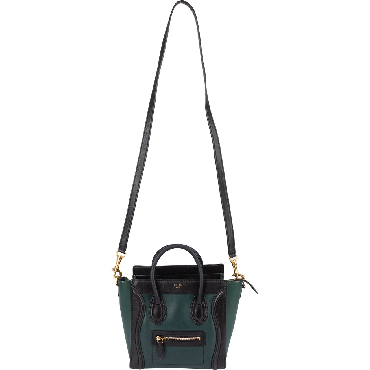 Celine Celine Bicolor Leather Luggage Handbag Groen