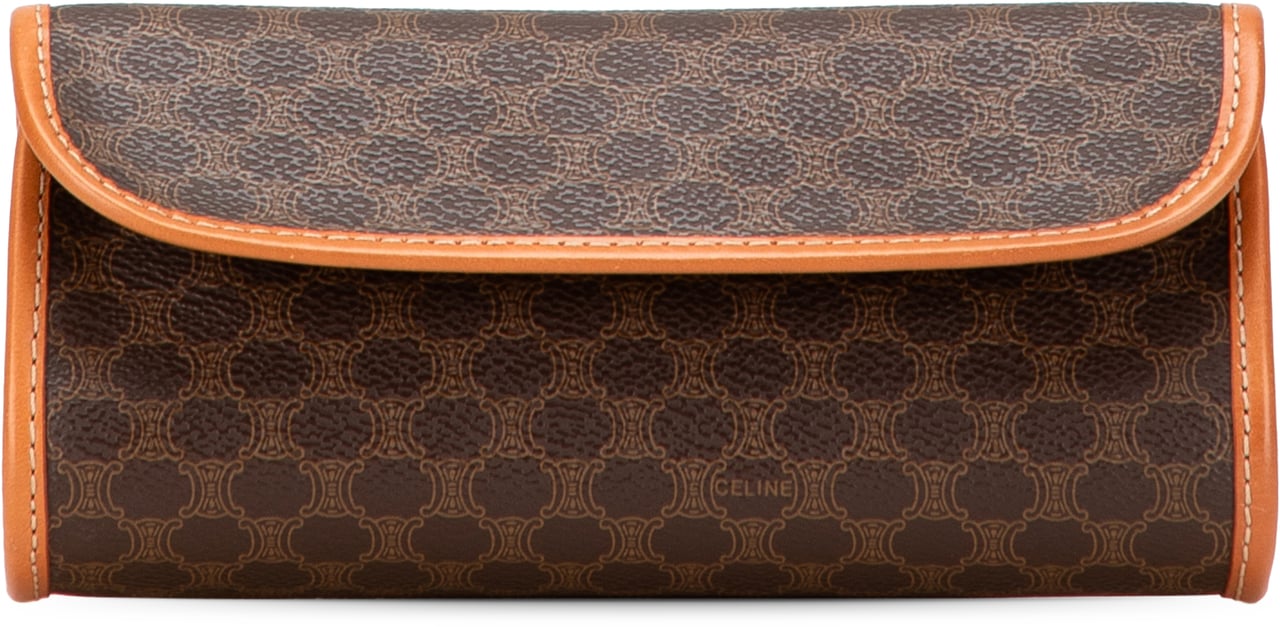 Celine Macadam Coated Canvas Clutch Bruin