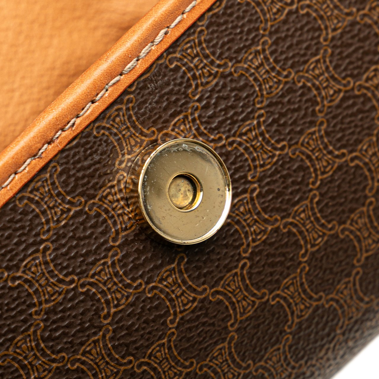 Celine Macadam Coated Canvas Clutch Bruin