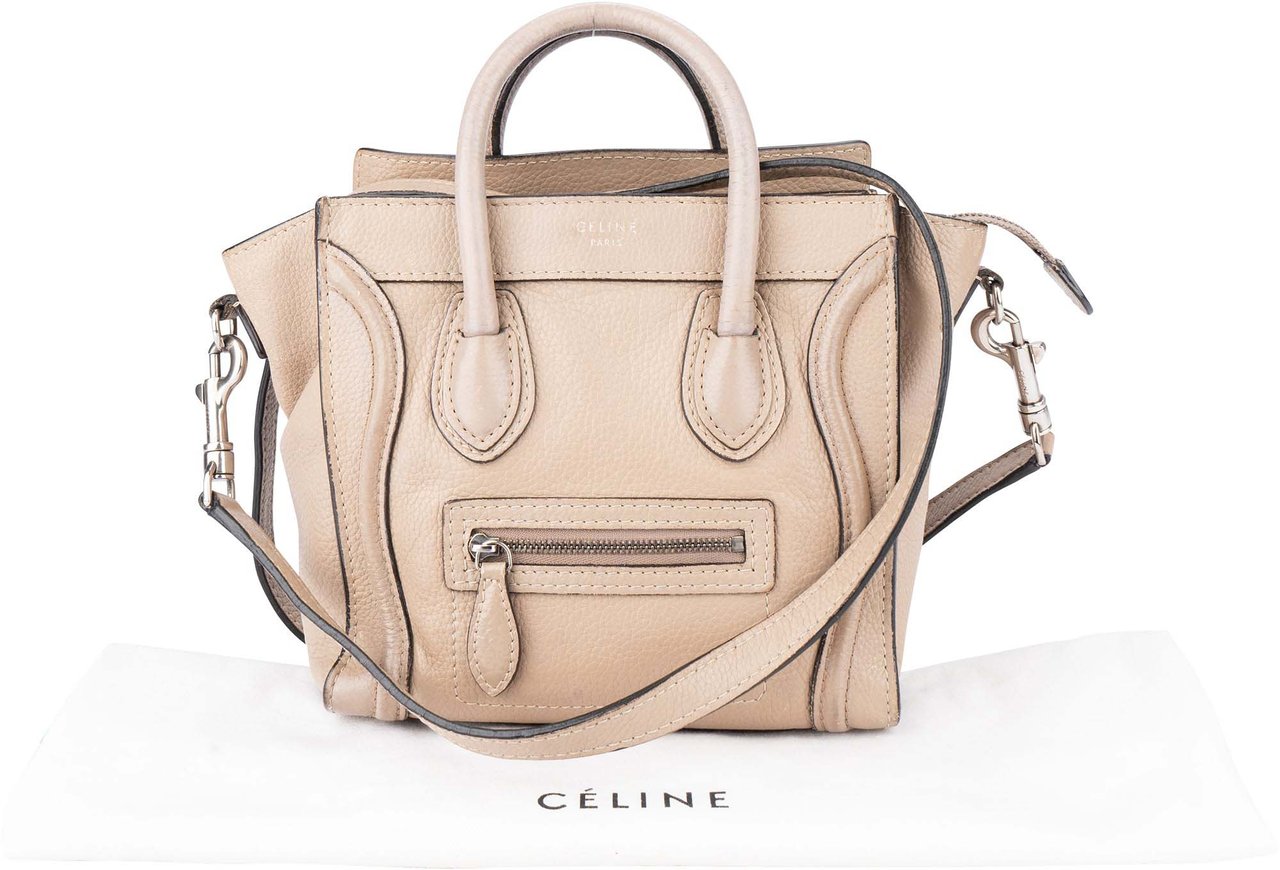 Celine Celine Leather Luggage Handbag Beige